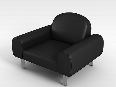 3d黑皮单人沙发模型