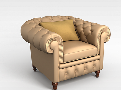 欧式单人布艺沙发模型3d模型