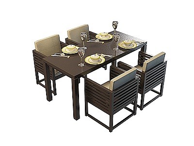 3d木质餐厅桌椅免费模型