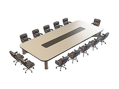3d会议室桌椅模型