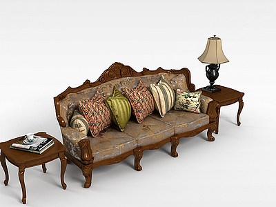 欧式沙发组合模型3d模型