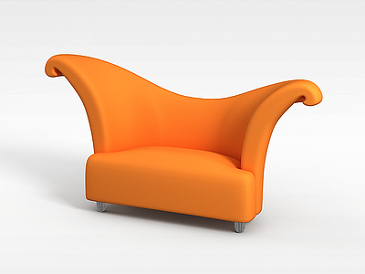 3d橙色双人沙发模型
