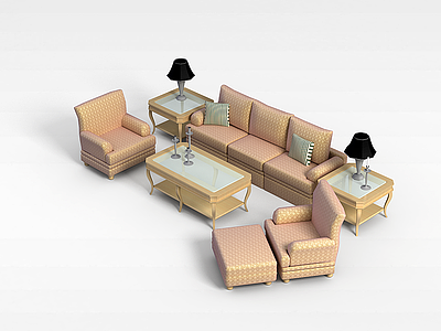 3d客厅沙发茶几模型