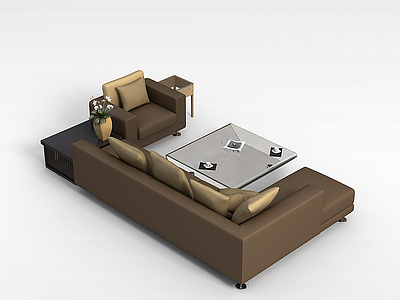 3d布艺沙发组合模型