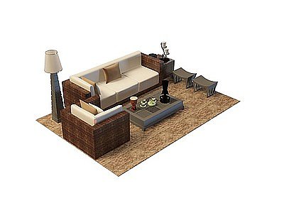 欧式沙发组合模型