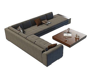 布艺拐角沙发组合模型3d模型