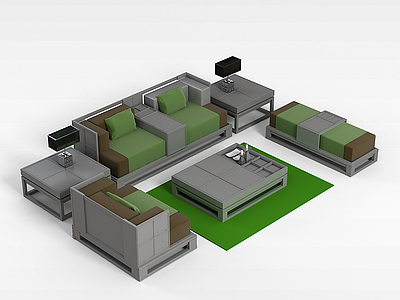 3d客厅沙发组合模型