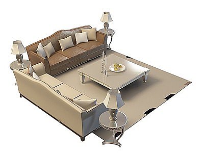 3d真皮沙发组合免费模型