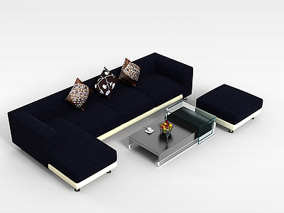 3d布艺沙发茶几模型