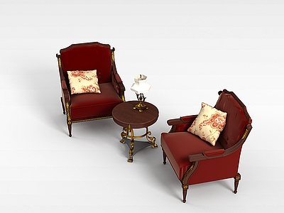 欧式沙发茶几组合模型3d模型