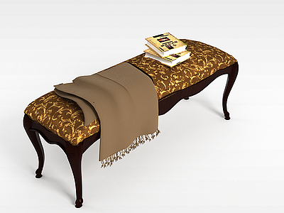 3d欧式床尾凳模型
