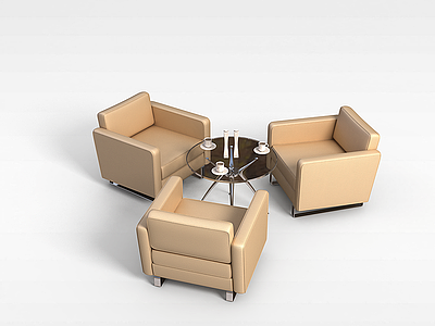 会议室沙发茶几模型3d模型
