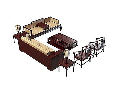 3d红木沙发茶几免费模型