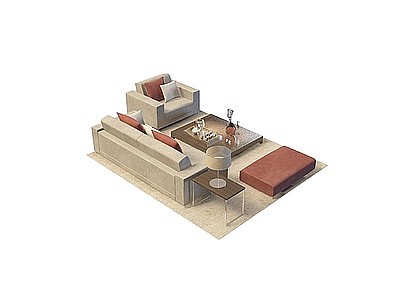 客厅沙发茶几模型3d模型