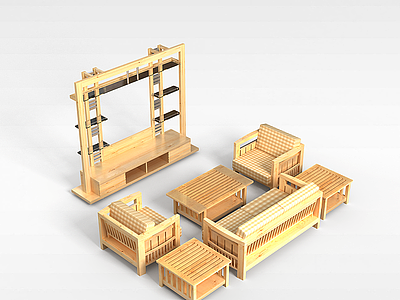 3d工艺沙发茶几模型