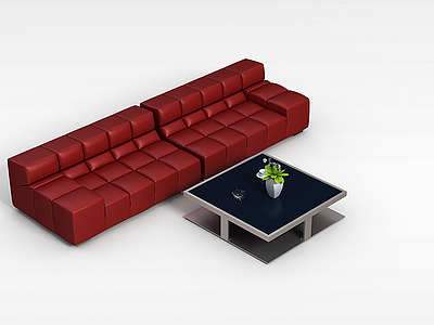 红色沙发组合模型3d模型