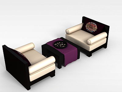会议室沙发茶几模型3d模型