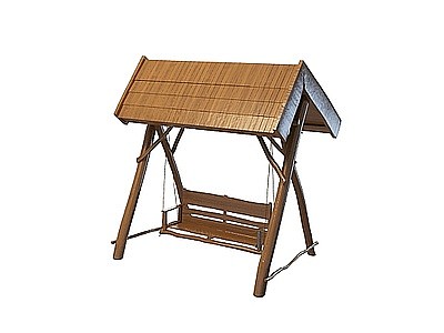 3d带雨篷的木质秋千椅免费模型
