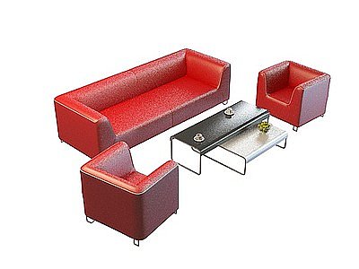 红色沙发茶几模型3d模型