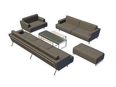 3d黑色沙发茶几免费模型