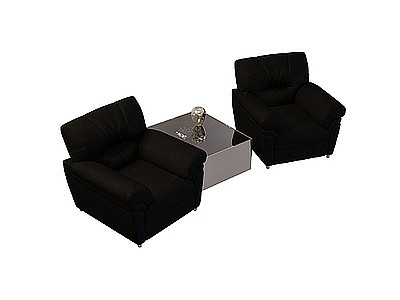 黑色沙发茶几模型3d模型