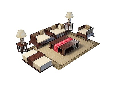 高档沙发茶几模型3d模型