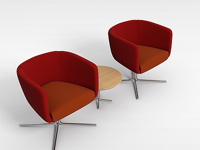 3d红色沙发茶几模型