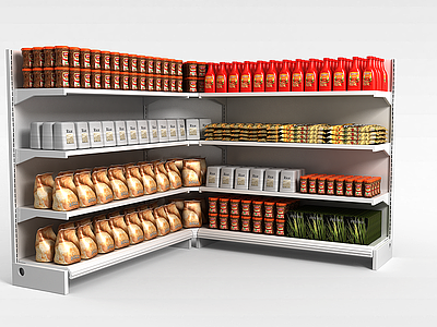 3d超市物品组合陈列架模型