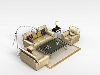 3d欧式沙发茶几组合模型