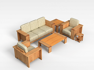 3d田园式沙发茶几模型