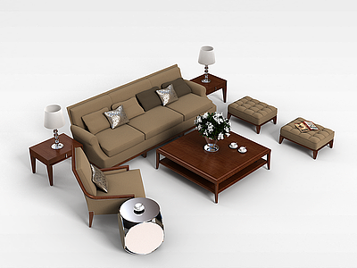 3d沙发茶几套装模型