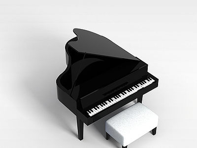 3d钢琴带凳子模型