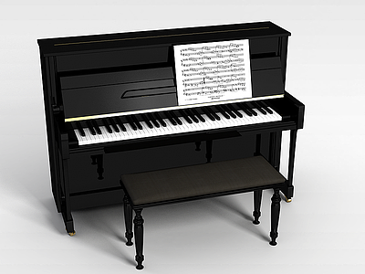 3d钢琴带乐谱模型