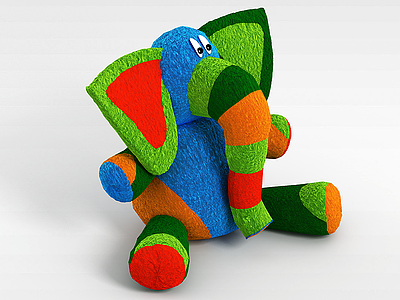 玩具彩色大象模型3d模型