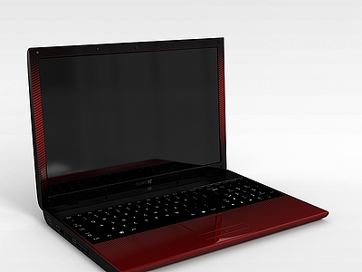 3d红色笔记本电脑模型