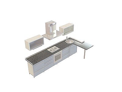 3d燃气灶橱柜组合免费模型