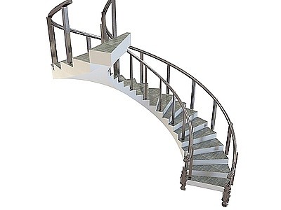 中式弧形楼梯模型3d模型