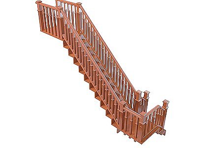 3d中式实木楼梯免费模型