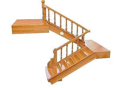 3d欧式实木楼梯免费模型