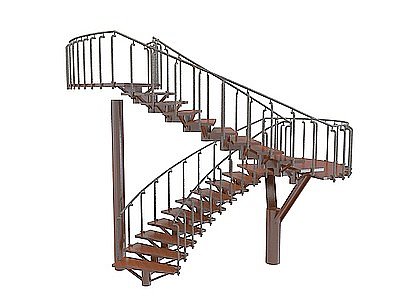木头楼梯模型3d模型
