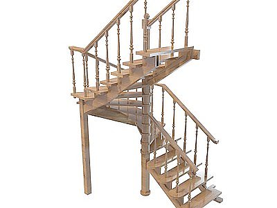 欧式木结构栏杆模型3d模型