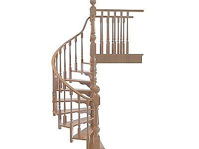 3d旋转实木楼梯模型