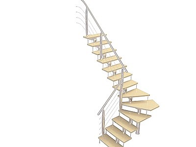 3d木质现代楼梯免费模型