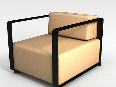 3d黄色皮质沙发椅模型