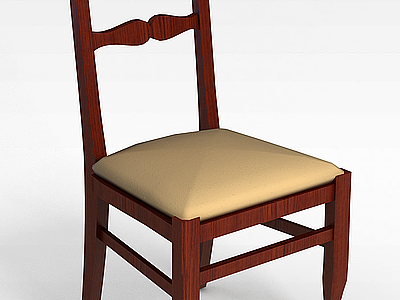 3d现代木质普通餐椅模型