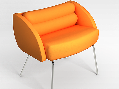 3d现代橘黄色休闲椅模型