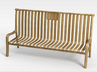 浅色实木公共排椅模型3d模型