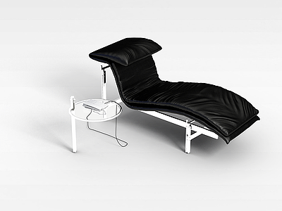 黑皮躺椅和边几模型3d模型