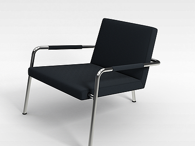 3d黑色皮革扶手椅模型