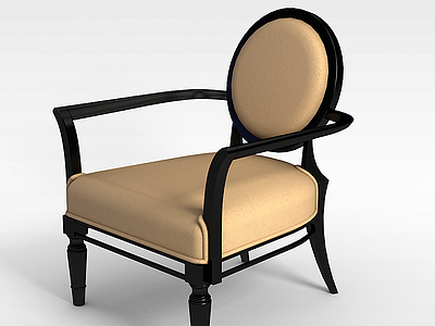 欧式木质扶手餐椅模型